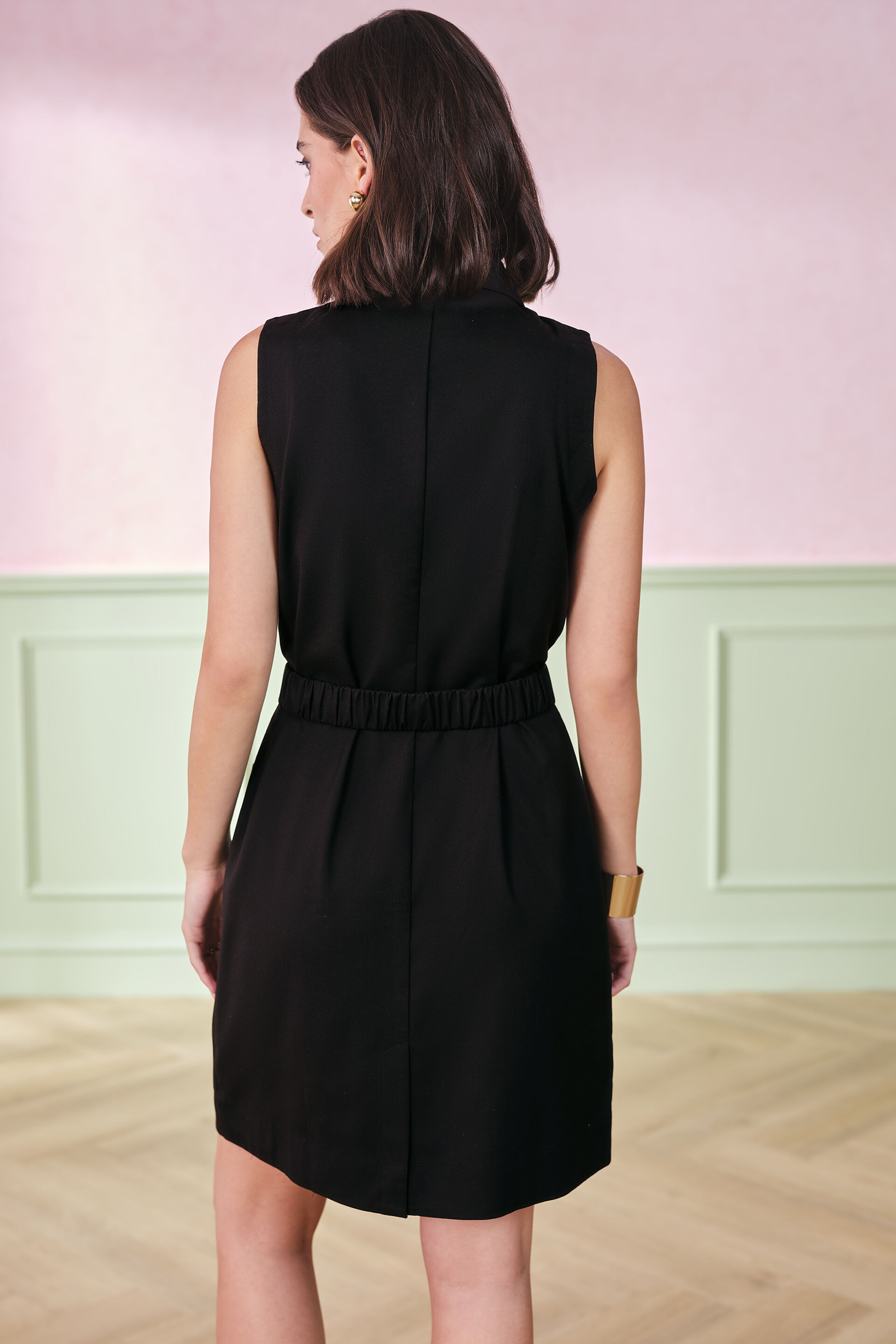 Mini Night Wrap Terry Blazer Dress, Black, image 4